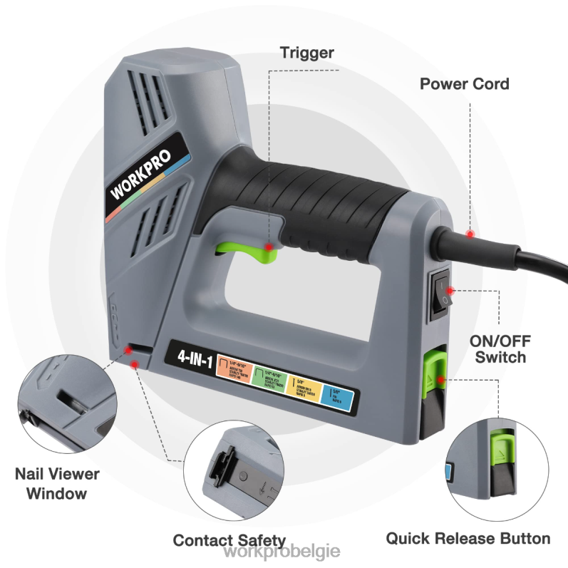 WORKPRO Elektrisch 4-in-1 schiethamer met snoer, inclusief 3000 stuks nietjes en spijkers 6BNP060 hulpmiddel behulpzaam