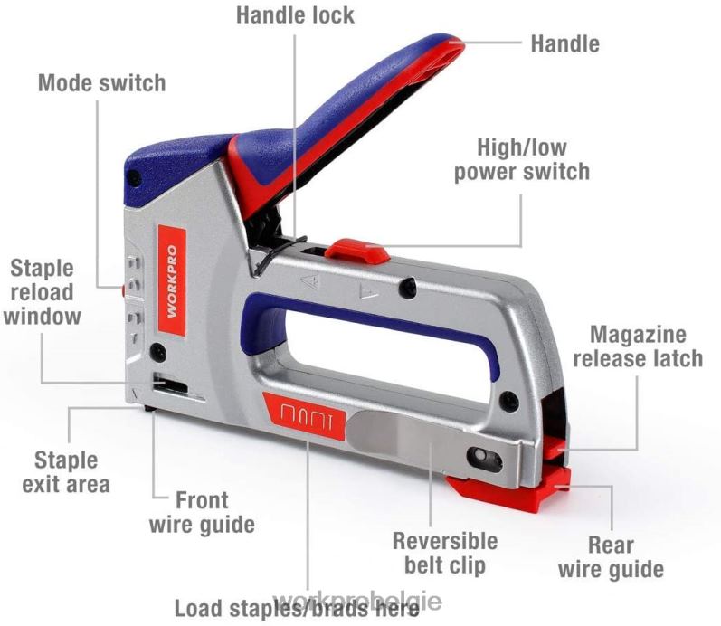 WORKPRO heavy-duty 4-in-1 nietpistoolset, handmatige brad-spijkermachine met 3000 nietjes en 1000 brad-spijkers 6BNP057 hulpmiddel behulpzaam