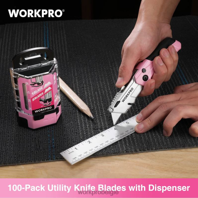 WORKPRO 100 stuks sk5 koolstofstalen mesbladen vervangend met dispenser 6BNP049 hulpmiddel rood/roze