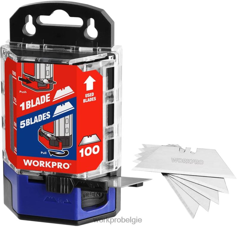 WORKPRO 100 stuks sk5 koolstofstalen mesbladen vervangend met dispenser 6BNP049 hulpmiddel rood/roze