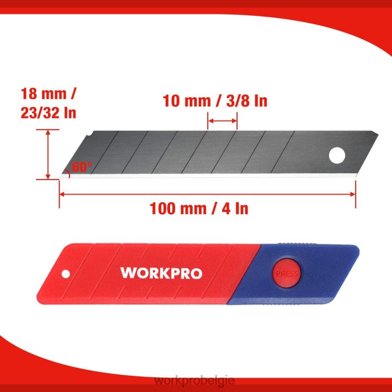 WORKPRO 18 mm afbreekmesjes Sk5 stalen vervangingsmesje, past in een verpakking van 100 stuks 6BNP053 hulpmiddel bruikbaar