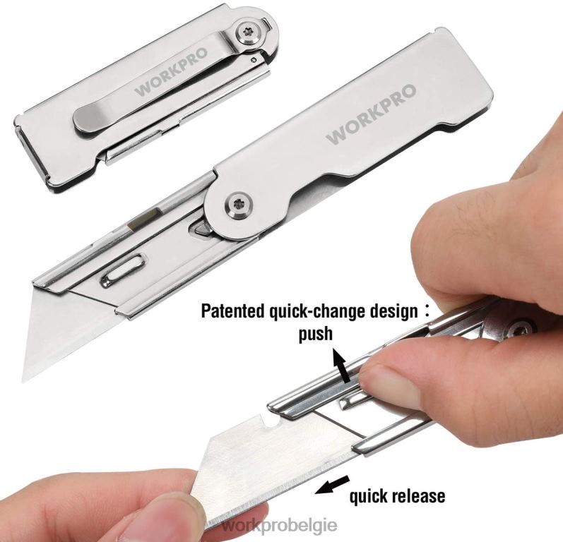 WORKPRO 3-delige snelwisselbare opvouwbare zakmesset met riemclip 6BNP045 hulpmiddel morden
