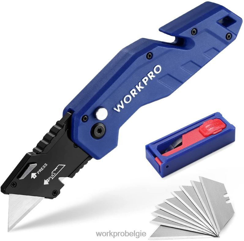WORKPRO Opvouwbaar mes Lichtgewicht nylon handvat cutter met 10-delige extra messen 6BNP038 hulpmiddel rood/blauw/zwart