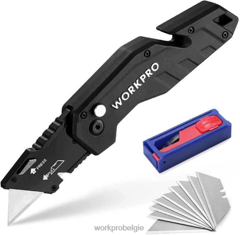 WORKPRO Opvouwbaar mes Lichtgewicht nylon handvat cutter met 10-delige extra messen 6BNP038 hulpmiddel rood/blauw/zwart