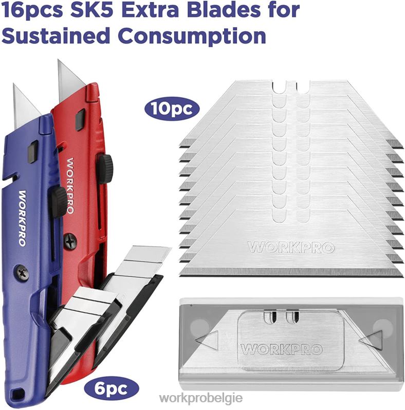WORKPRO intrekbaar mes met extra mesopslag, 2 stuks snelwisselbare kokers 6BNP056 hulpmiddel morden