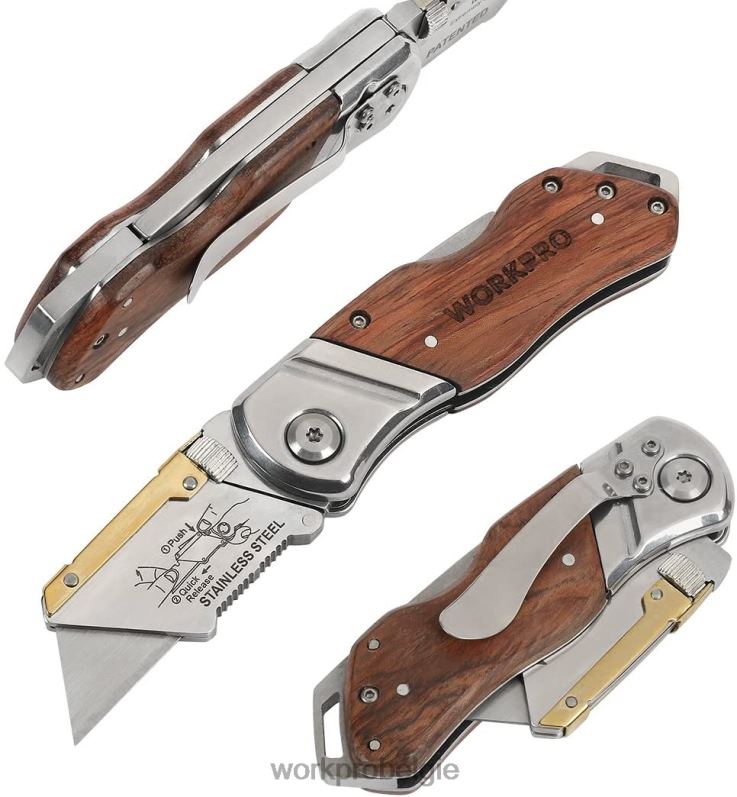 WORKPRO opvouwbaar mes met houten handvat, zware snijder 6BNP039 hulpmiddel morden