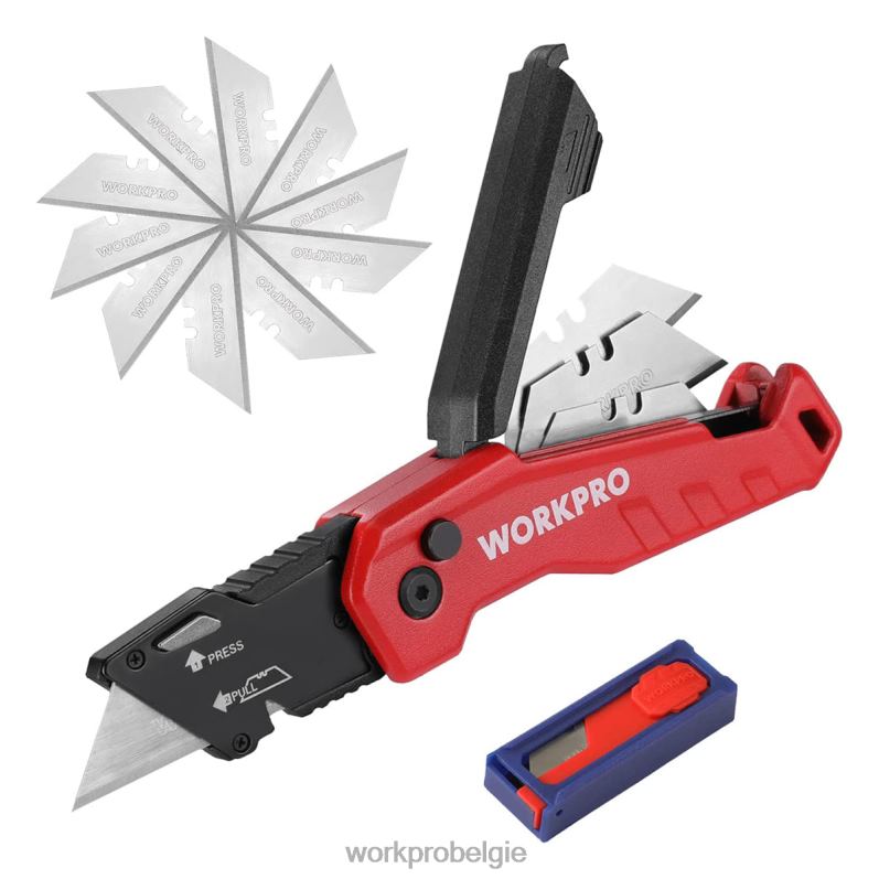 WORKPRO opvouwbaar mes, snelwisseldoosje, 13 extra mesjes meegeleverd 6BNP052 hulpmiddel blauw/rood/roze