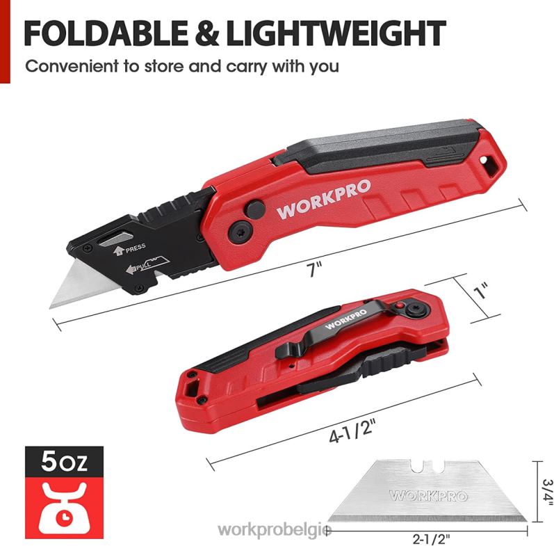 WORKPRO opvouwbaar mes, snelwisseldoosje, 13 extra mesjes meegeleverd 6BNP052 hulpmiddel blauw/rood/roze