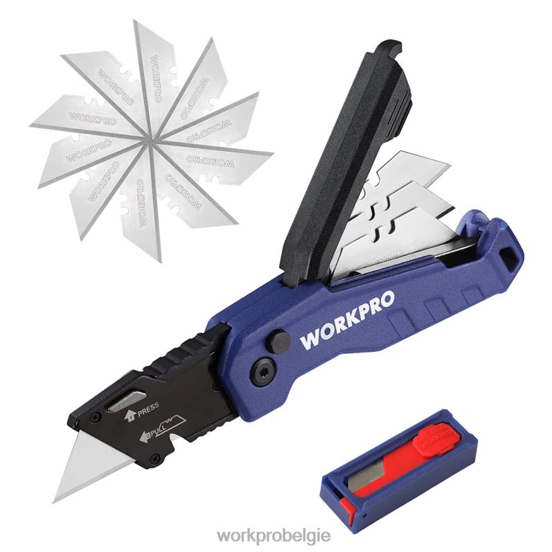 WORKPRO opvouwbaar mes, snelwisseldoosje, 13 extra mesjes meegeleverd 6BNP052 hulpmiddel blauw/rood/roze