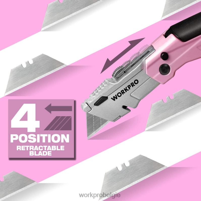 WORKPRO snelwisselbaar opvouwbaar mes met 12 extra messen 6BNP037 hulpmiddel roze