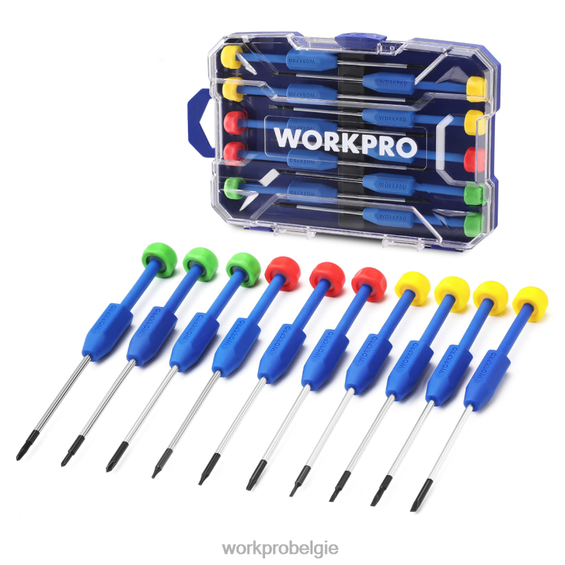 WORKPRO 10-delige precisieschroevendraaierset met koffer, kruiskop, gleuf, torx-ster, reparatieset voor magnetische schroevendraaier, antisliphandgreep 6BNP0103 hulpmiddel nieuw