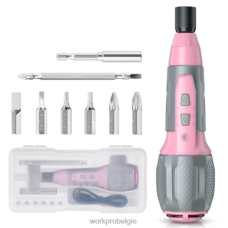 WORKPRO draadloze 4v USB oplaadbare lithium-ion batterij schroevendraaierset 6BNP0236 hulpmiddel roze/wit