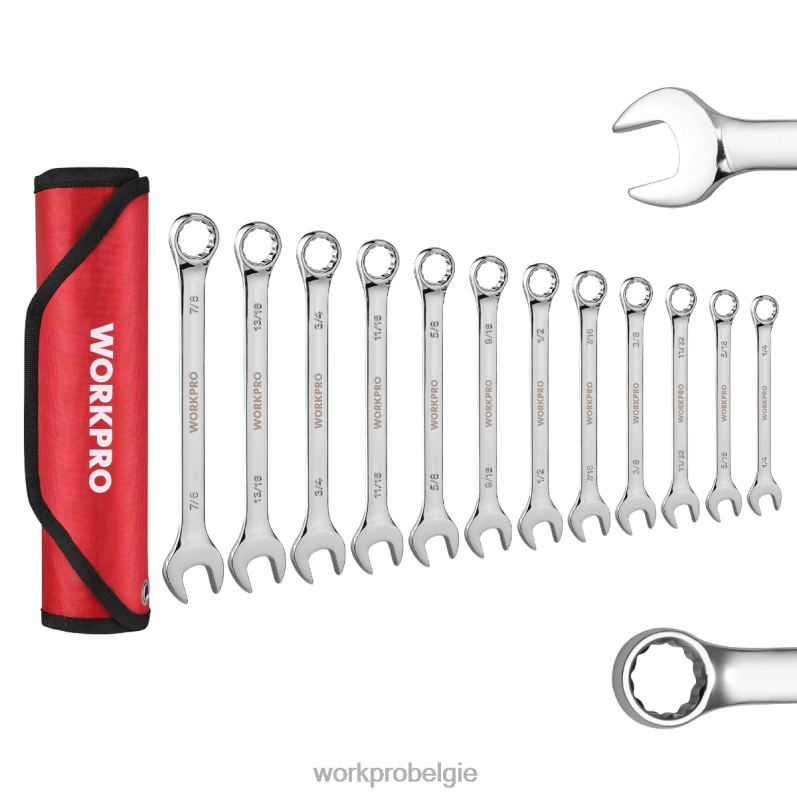 WORKPRO 12-delige metrische 8-19 mm, premium cr-v ringsteeksleutelset 6BNP095 hulpmiddel nieuw