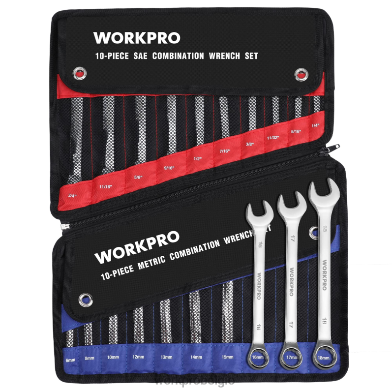 WORKPRO 20-delige metrische en sae combinatie cr-v 12-punts moersleutelset 6BNP093 hulpmiddel morden