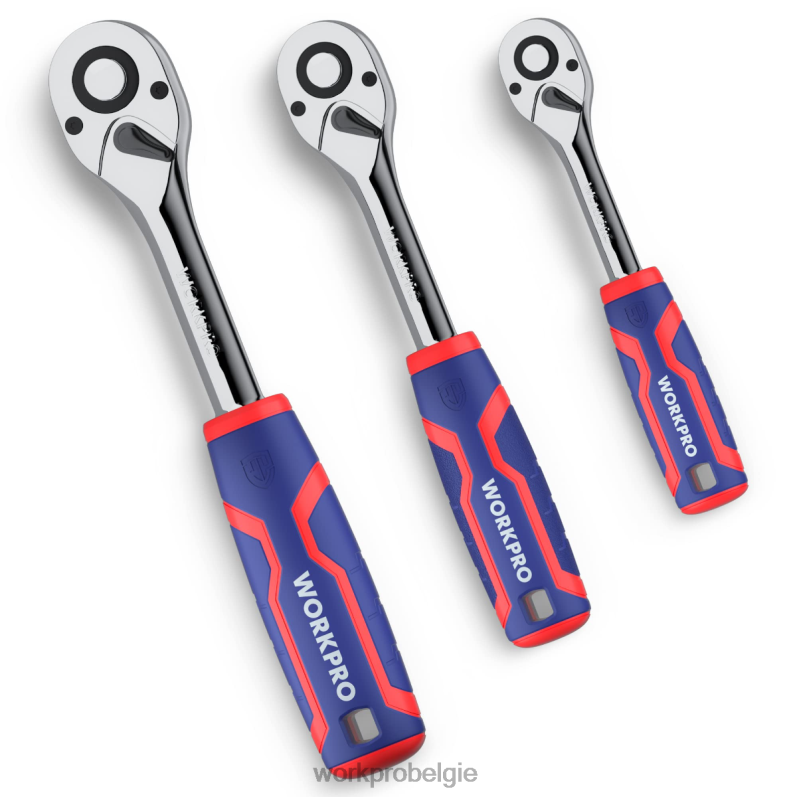 WORKPRO 3-delige ratelset, omkeerbare snelsluiting, 72-tands 40cr stalen dopsleutel 6BNP091 hulpmiddel behulpzaam