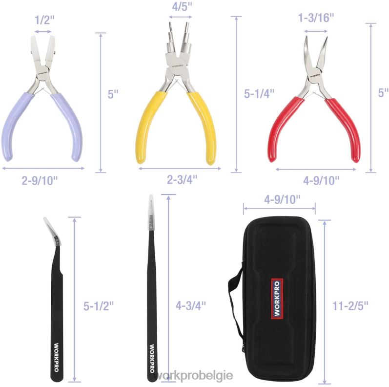 WORKPRO 5 stuks sieradentangen, sieradengereedschap inclusief 6 in 1 draadlustang, nylon neustang, gebogen neustang, puntig pincet, gebogen pincet 6BNP075 hulpmiddel bruikbaar