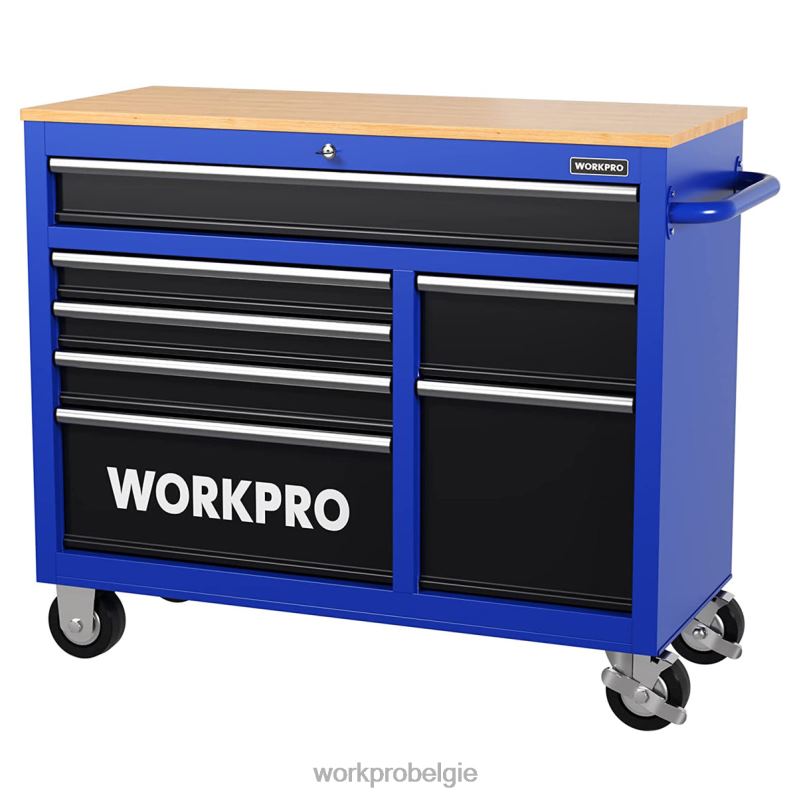 WORKPRO 42-inch gereedschapskist met 7 laden en houten blad, uitgerust met zwenkwielen, handgreep, ladevoering en vergrendelingssysteem, laadvermogen van 1000 lbs 6BNP026 opslag nieuw