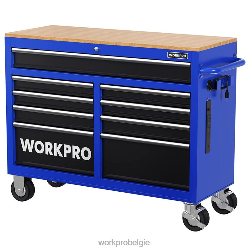 WORKPRO 46-inch gereedschapskist met 9 laden en houten blad, uitgerust met zwenkwielen, handgreep, ladevoering en vergrendelingssysteem, laadvermogen van 1200 lbs 6BNP015 opslag morden