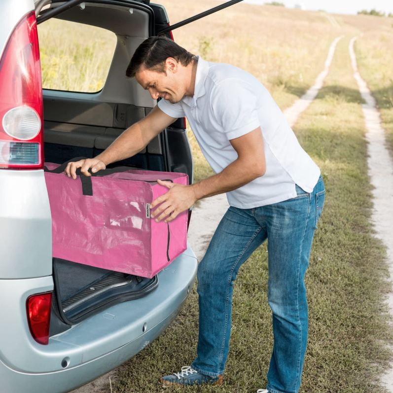 WORKPRO 6-pack extra grote transporttassen voor zwaar gebruik, met ritssluitingen en handgrepen, rugzakriemen 6BNP0142 opslag roze blauw