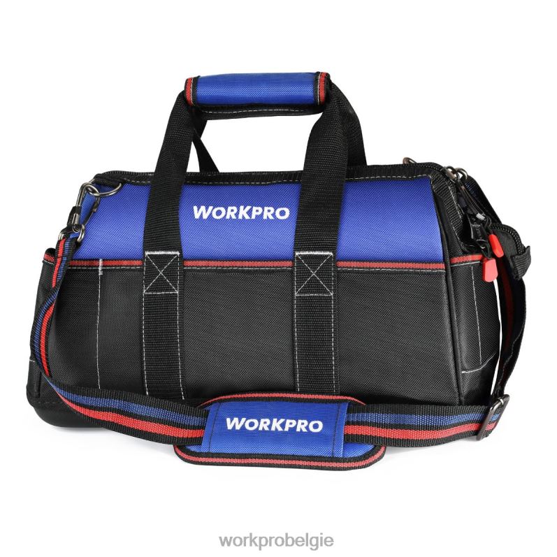WORKPRO Gereedschapstas van 16 inch met brede opening, robuuste stoffen opbergtas voor gereedschap met waterdichte gegoten bodem, verstelbare schouderriem 6BNP024 opslag behulpzaam