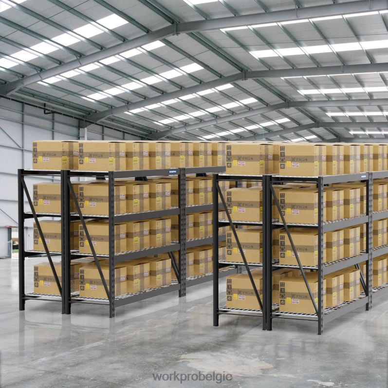 WORKPRO Metalen garagerek met 4 niveaus, capaciteit van 7200 lbs, robuuste industriële verstelbare planken 6BNP010 opslag behulpzaam