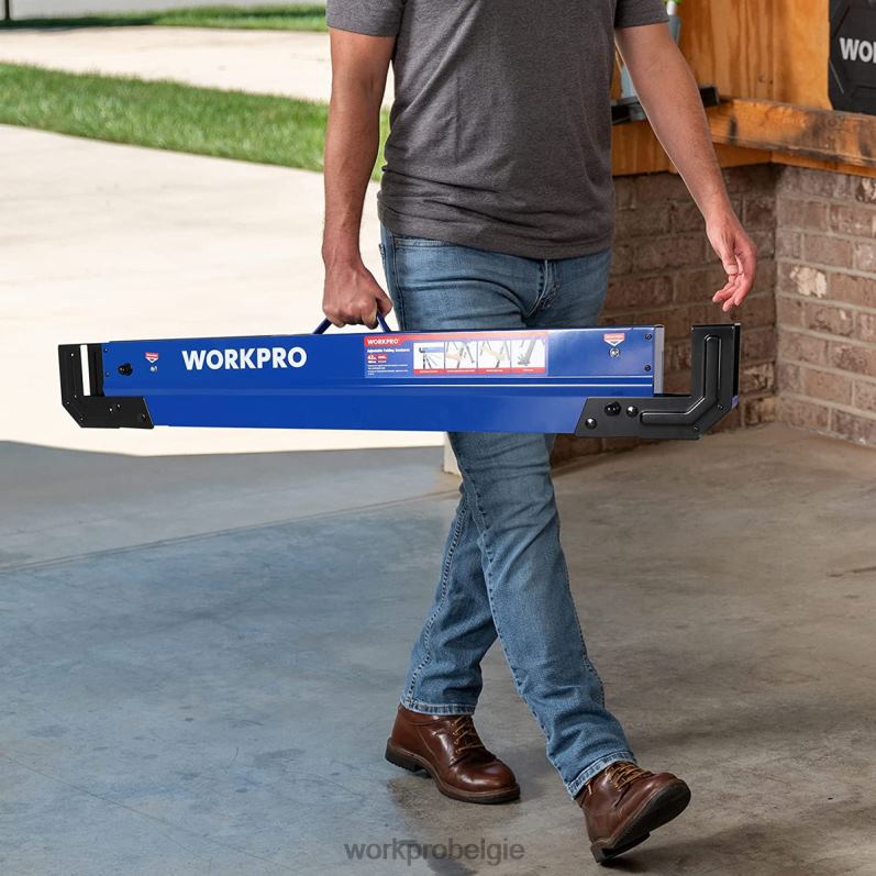 WORKPRO 2 stuks opklapbaar zaagbok, verstelbaar zwaar zaagbok met 2x4 steunarmen, 3000 lbs laadvermogen, 24-32 inch in hoogte verstelbare poten, draaibare voeten en steunharingen 6BNP035 opslag nieuw